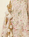 Dark Cream Sequinned Floral Embroidered Bridal Lehenga image number 4